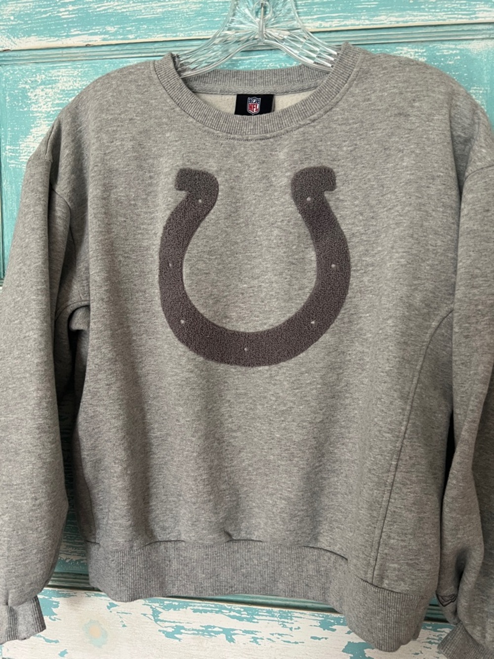 Indianapolis Colts sweatshirt oversize fit NFL heather Gray Antigua Horseshoe